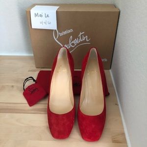 Christian Louboutin Red Donna Stud Spikes 85